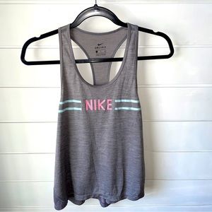 Nike Tank Top Shirt Women's Small S Gray Dri-Fit Racerback‎ Mesh Back Running